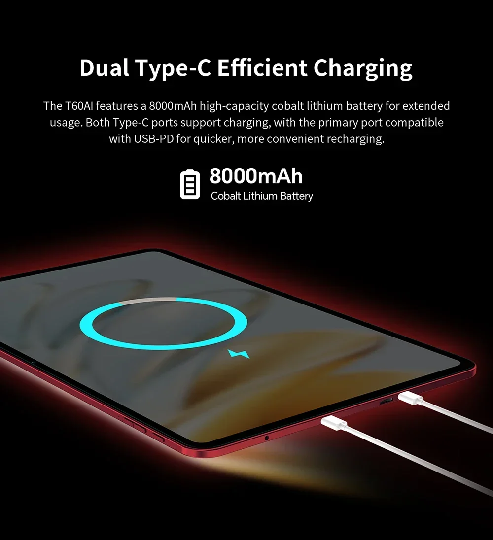 Teclast T60 AI Tablet Allwinner A733 Octa-Core 12inch 2K HD TDDI Screen 6GB RAM 128GB ROM Android 15 WiFi6 8000mAh 13MP+5MP - Image 27
